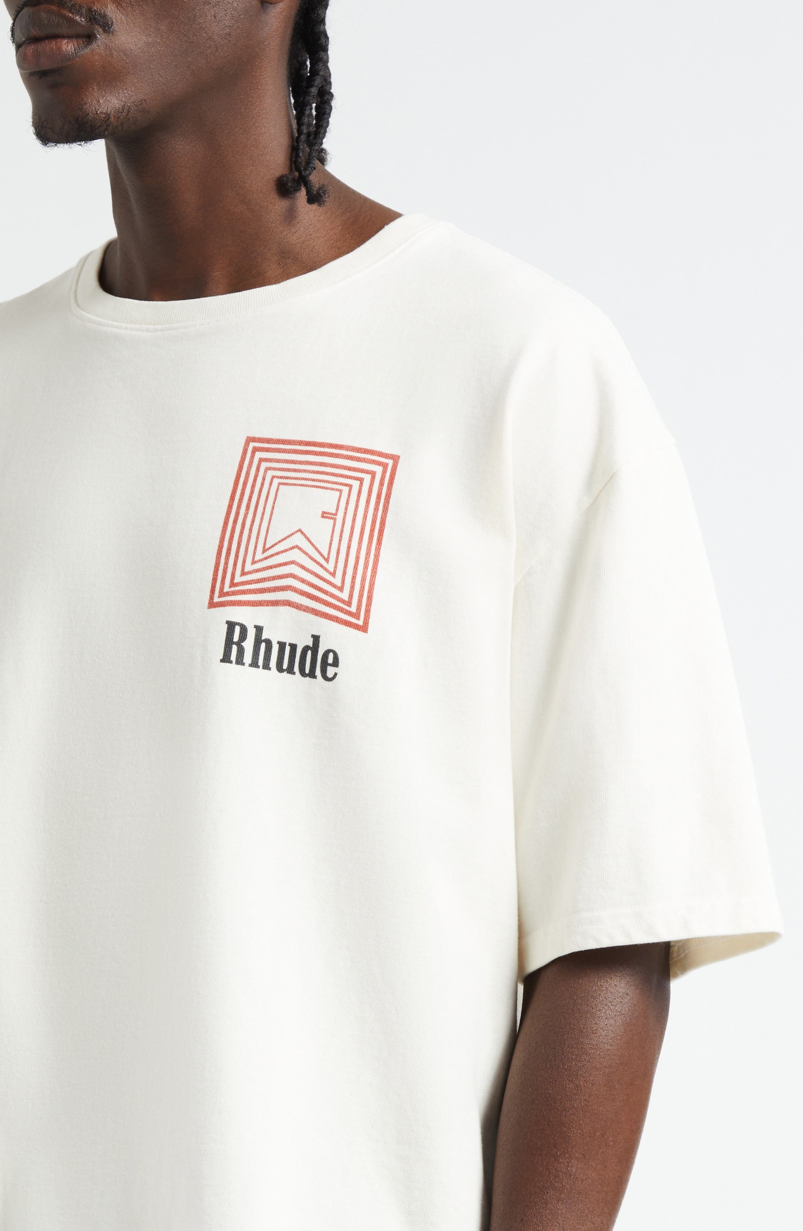 Rhude Chevron Logo Repeat Graphic T-Shirt in Vintage White at Nordstrom - 5