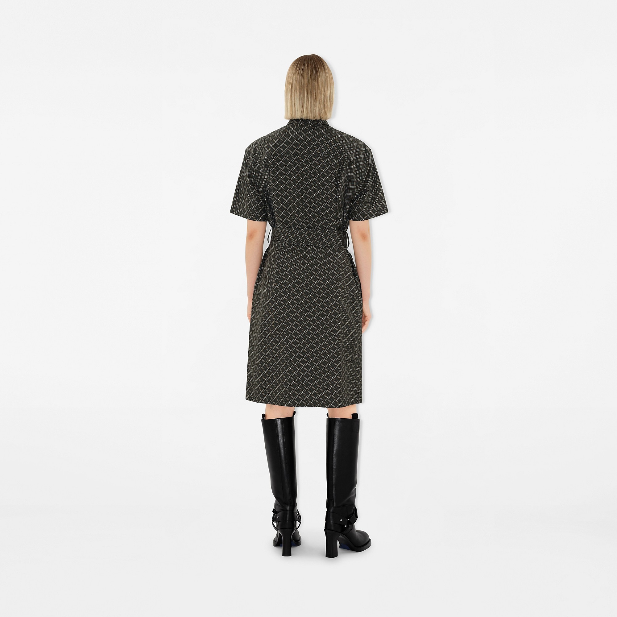 Check Cotton Shirt Dress - 4