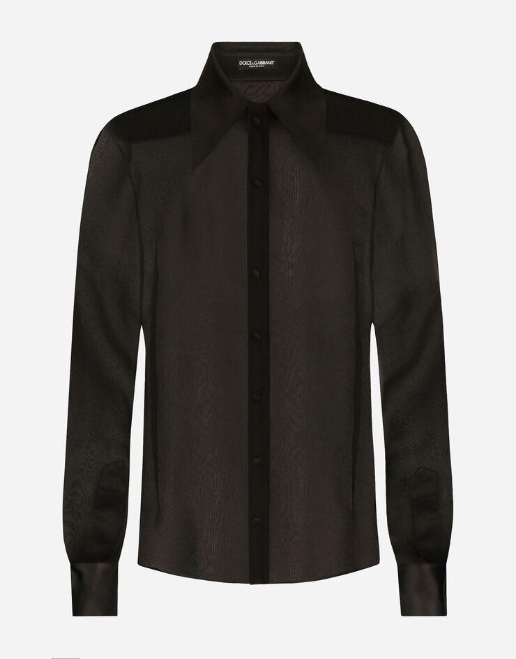 Silk chiffon shirt with satin details - 1