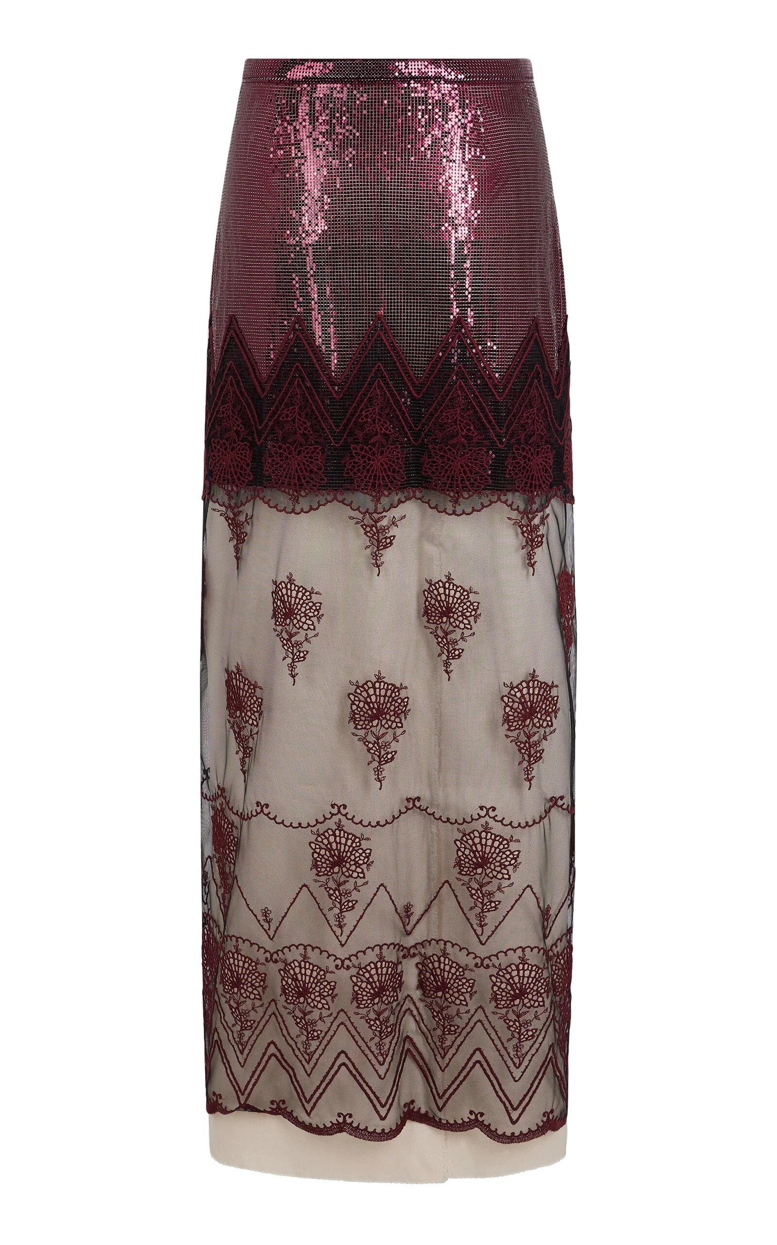 Embroidered Mesh Maxi Skirt purple - 1