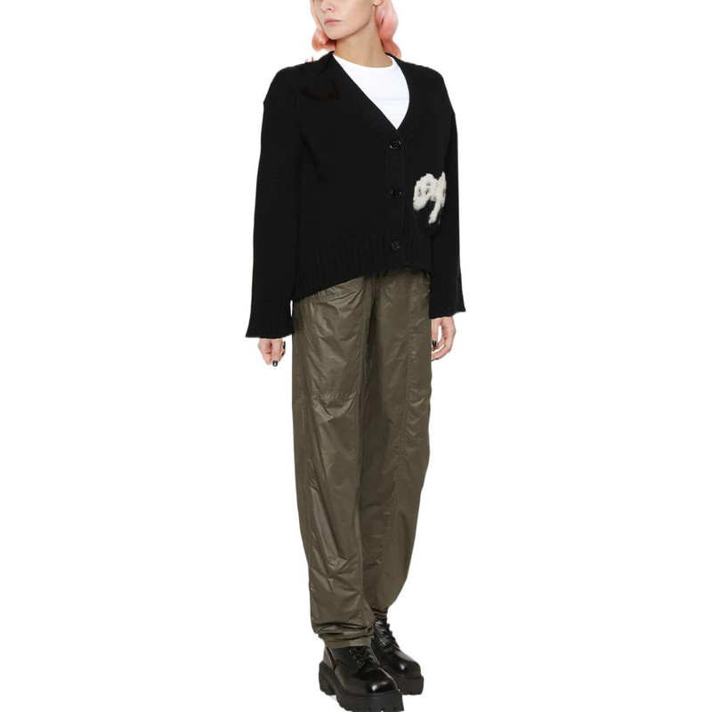 Off-White (WMNS) Off-White Logo Intarsia Cardigan 'Black White' OWHB031F22KNI0011001 outlook