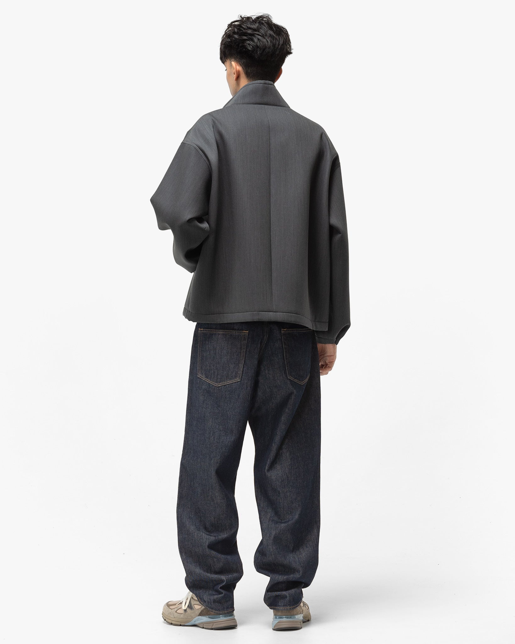 AURALEE Sponge Wool Twill Zip Blouson Top Charcoal | REVERSIBLE