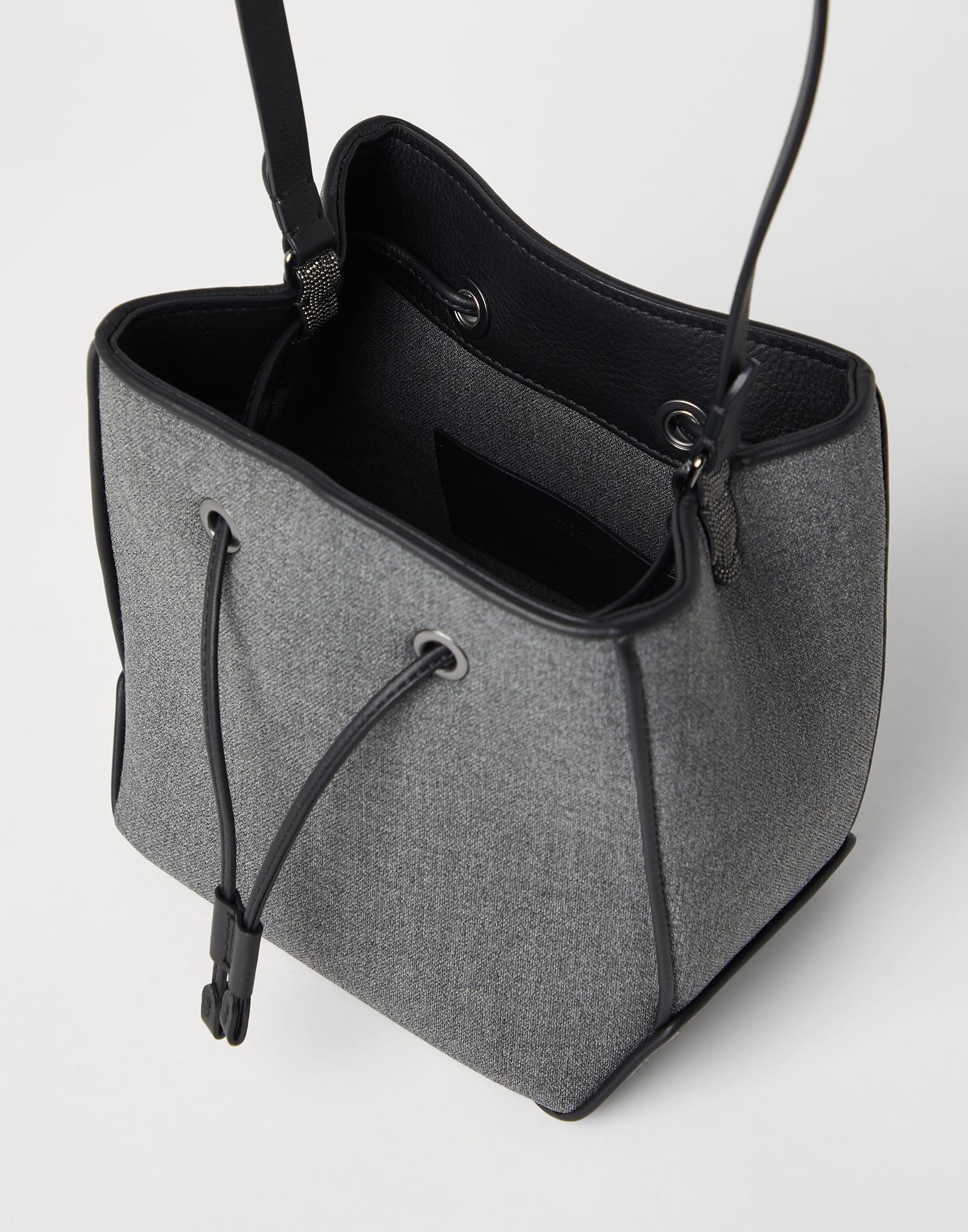 BC Duo small bucket bag in virgin wool canvas with monili - 5