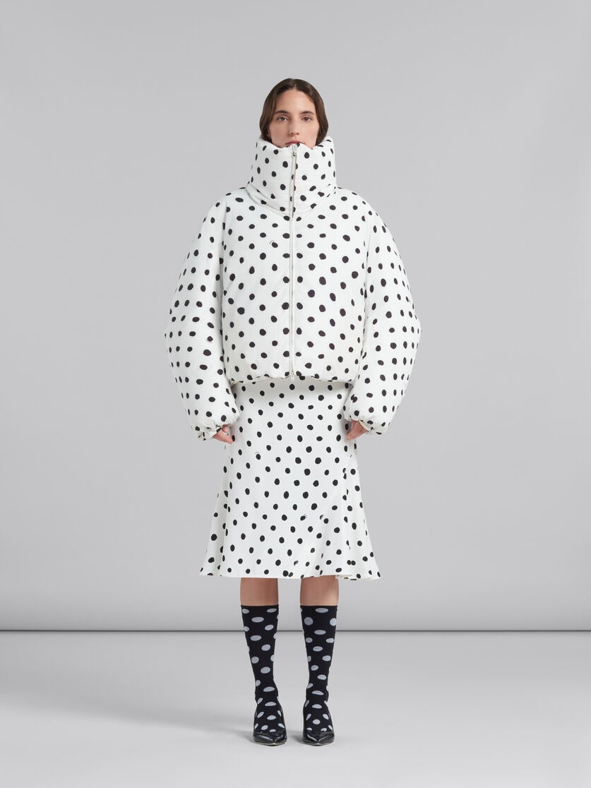 WHITE OVERSIZED DOWN JACKET WITH POLKA DOTS - 2