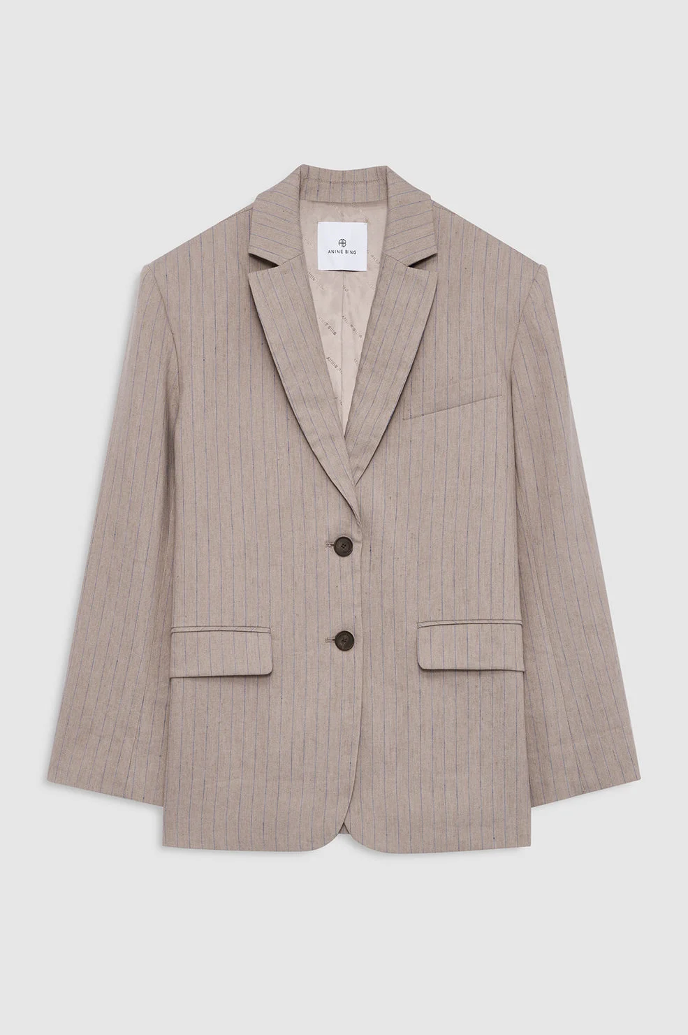 Quinn Blazer - Taupe And Blue Pinstripe - 1