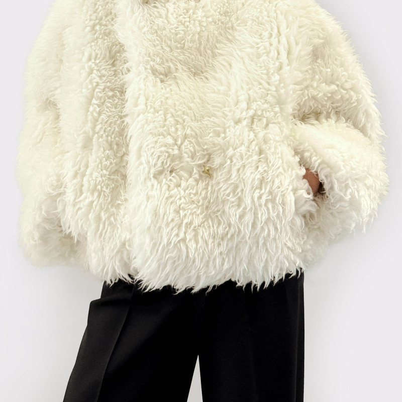 CELINE coat IN fluffy wool outlook