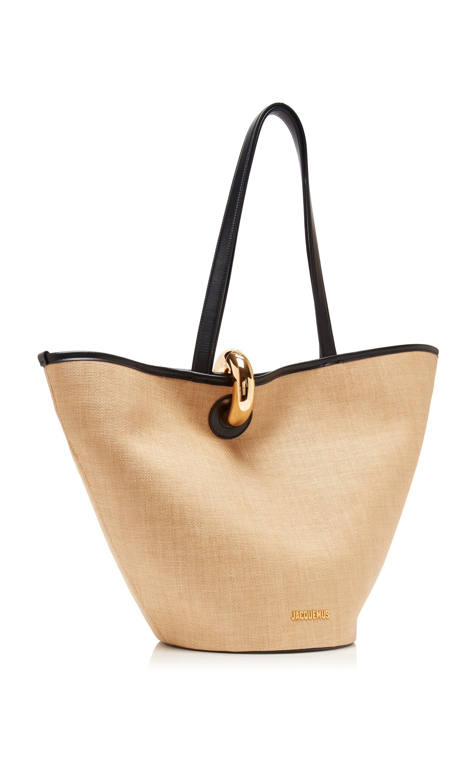 Leather-Trimmed Canvas Tote neutral - 5