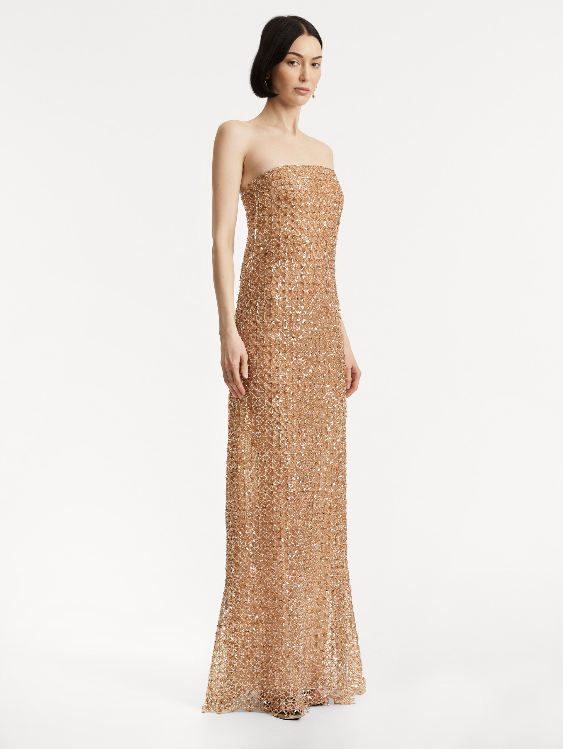 FLORAL GRID EMBROIDERED GOWN - 4