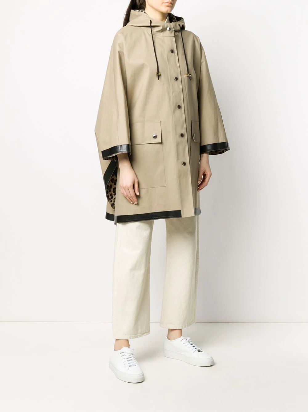 press-stud hooded raincoat - 3