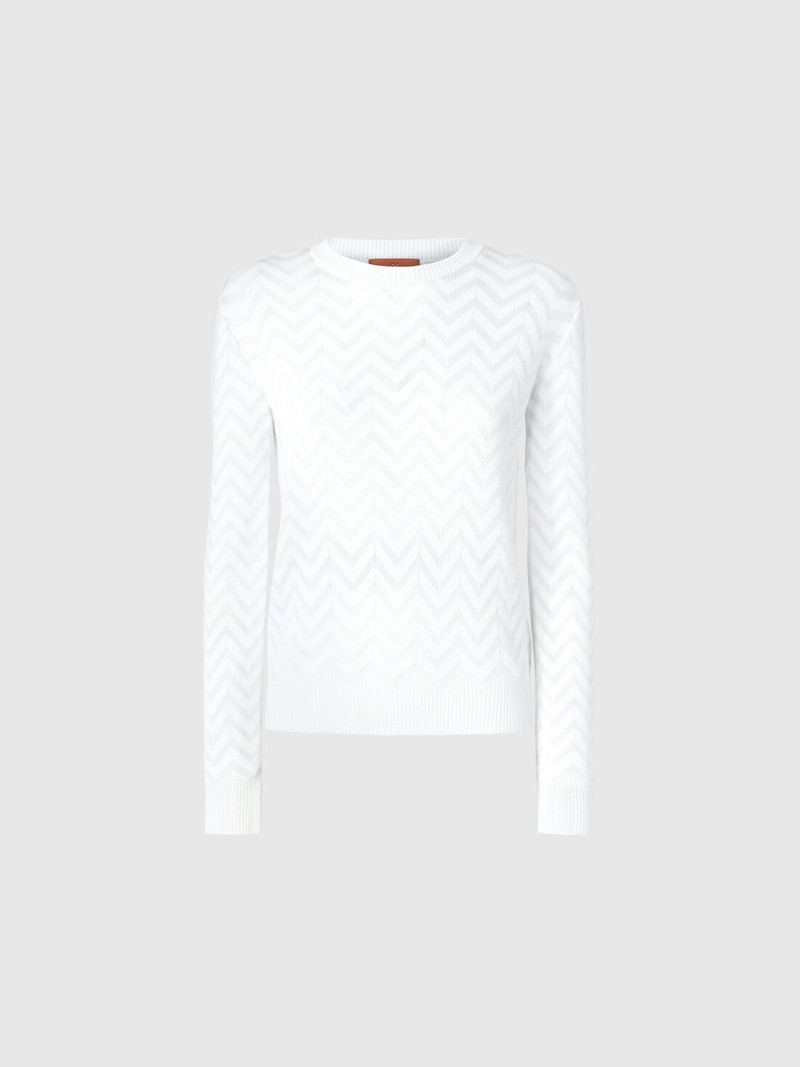 Tone-on-tone chevron crewneck sweater - 1