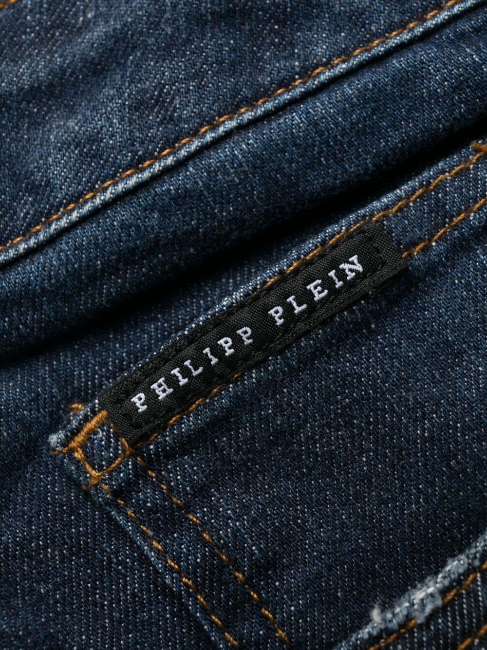 paisley-embroidered straight-leg jeans - 7