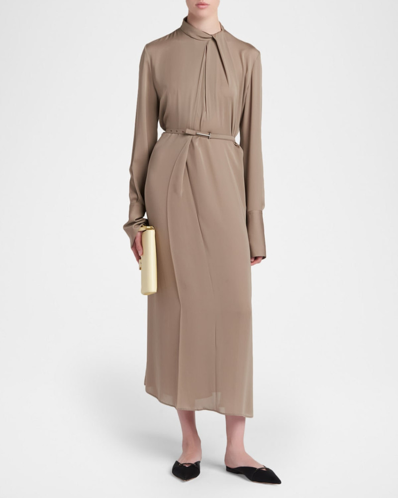 TOM FORD Washed Silk Georgette Belted Midi Dress outlook