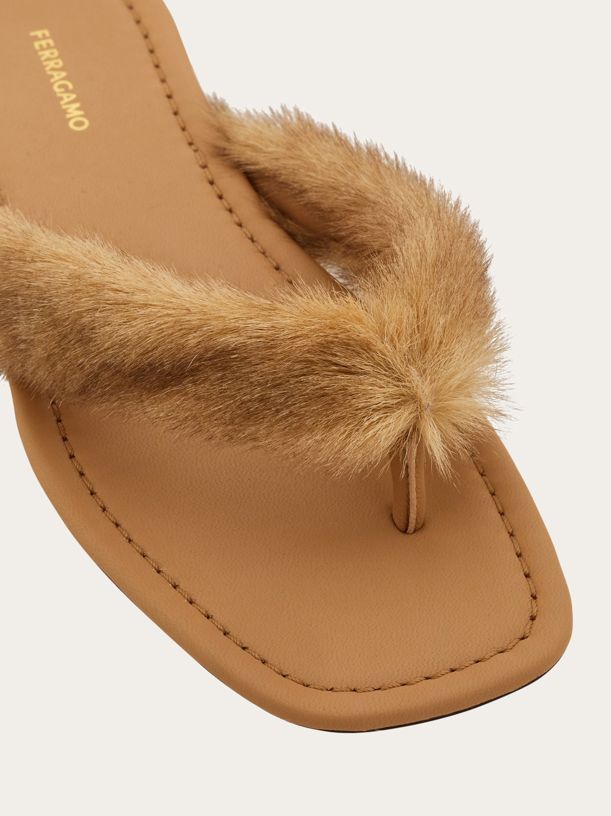 Thong sandal with fur detail - 6