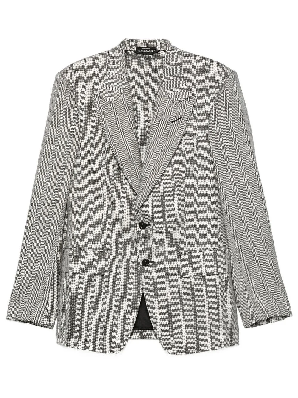 HERRINGBONE-PATTERN WOOL BLEND BLAZER - 1