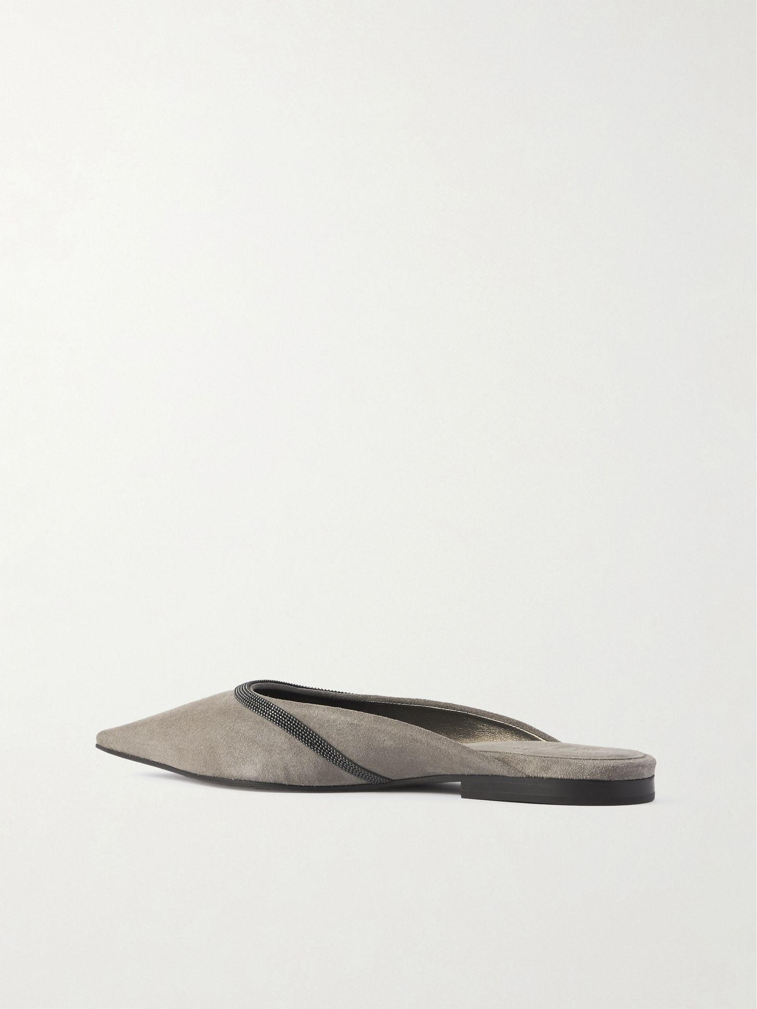 Bead-embellished suede mules Gray - 3