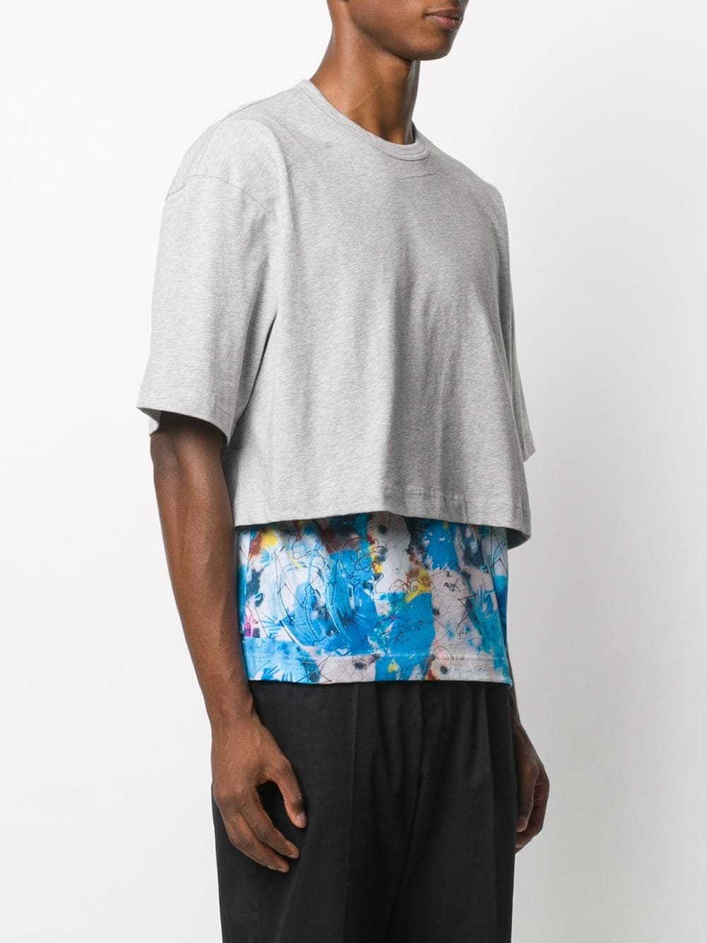 contrast-panel layered T-shirt - 3