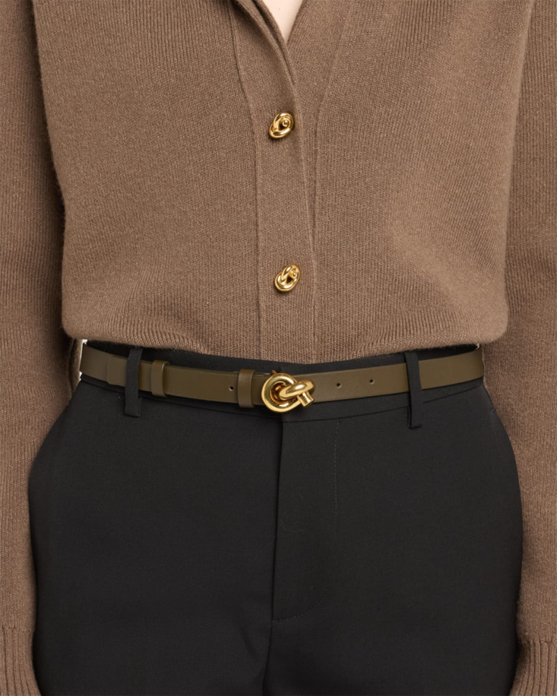 Bottega Veneta Brass Knot Skinny Leather Belt outlook