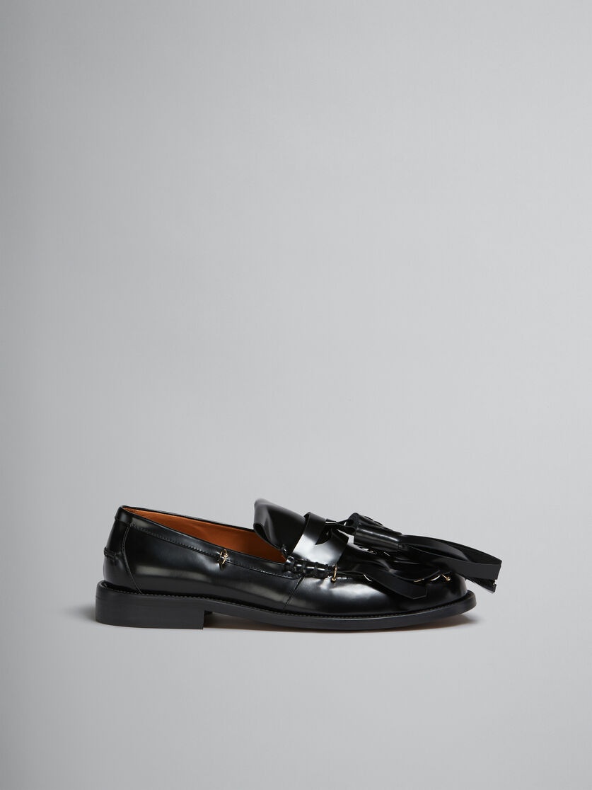 BLACK LEATHER BAMBI LOAFER WITH MAXI TASSELS - 1