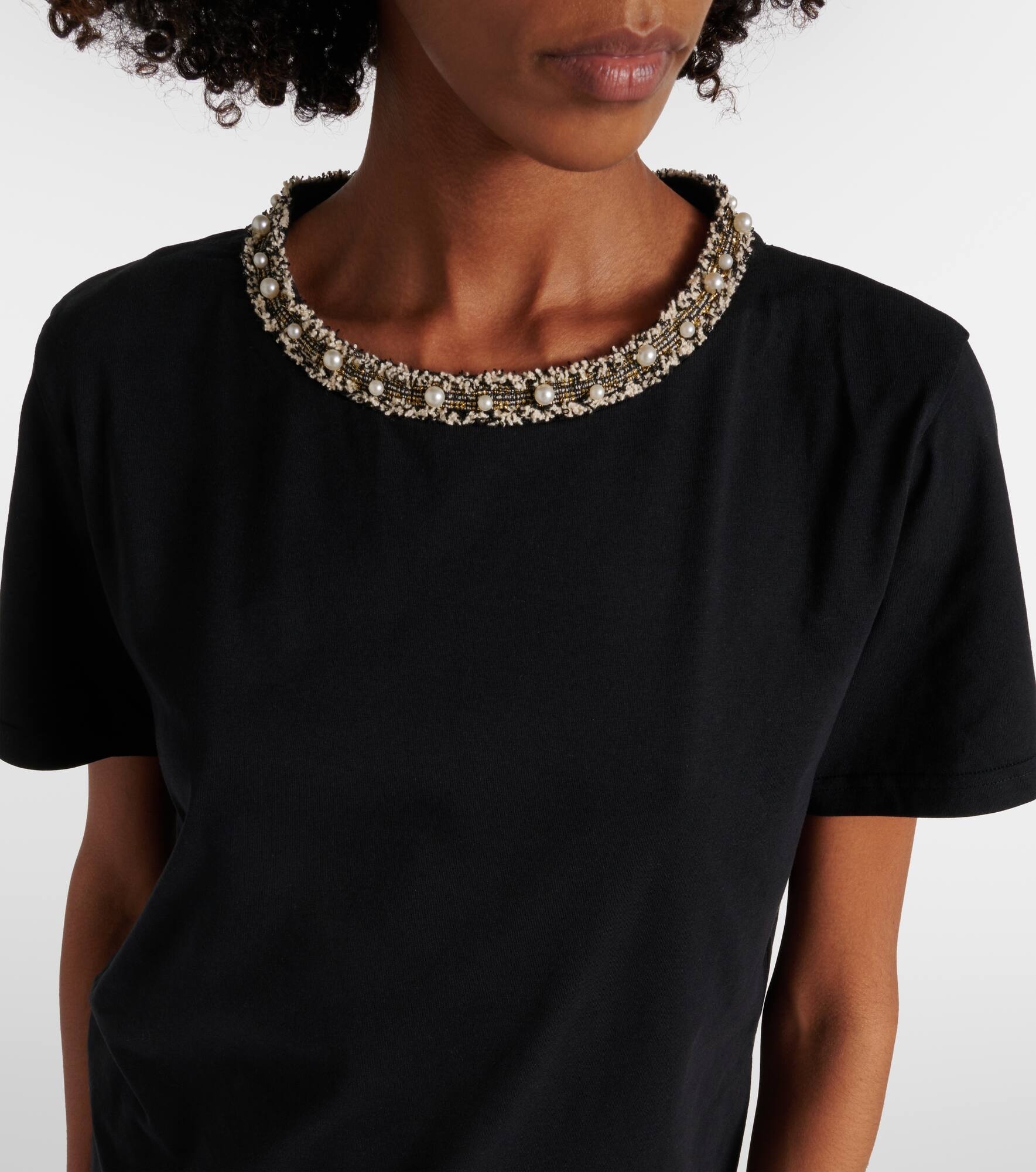 Embellished cotton T-shirt - 4