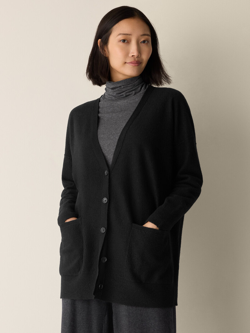 EILEEN FISHER Fine Felted Wool Long Cardigan in Regenerative Wool outlook