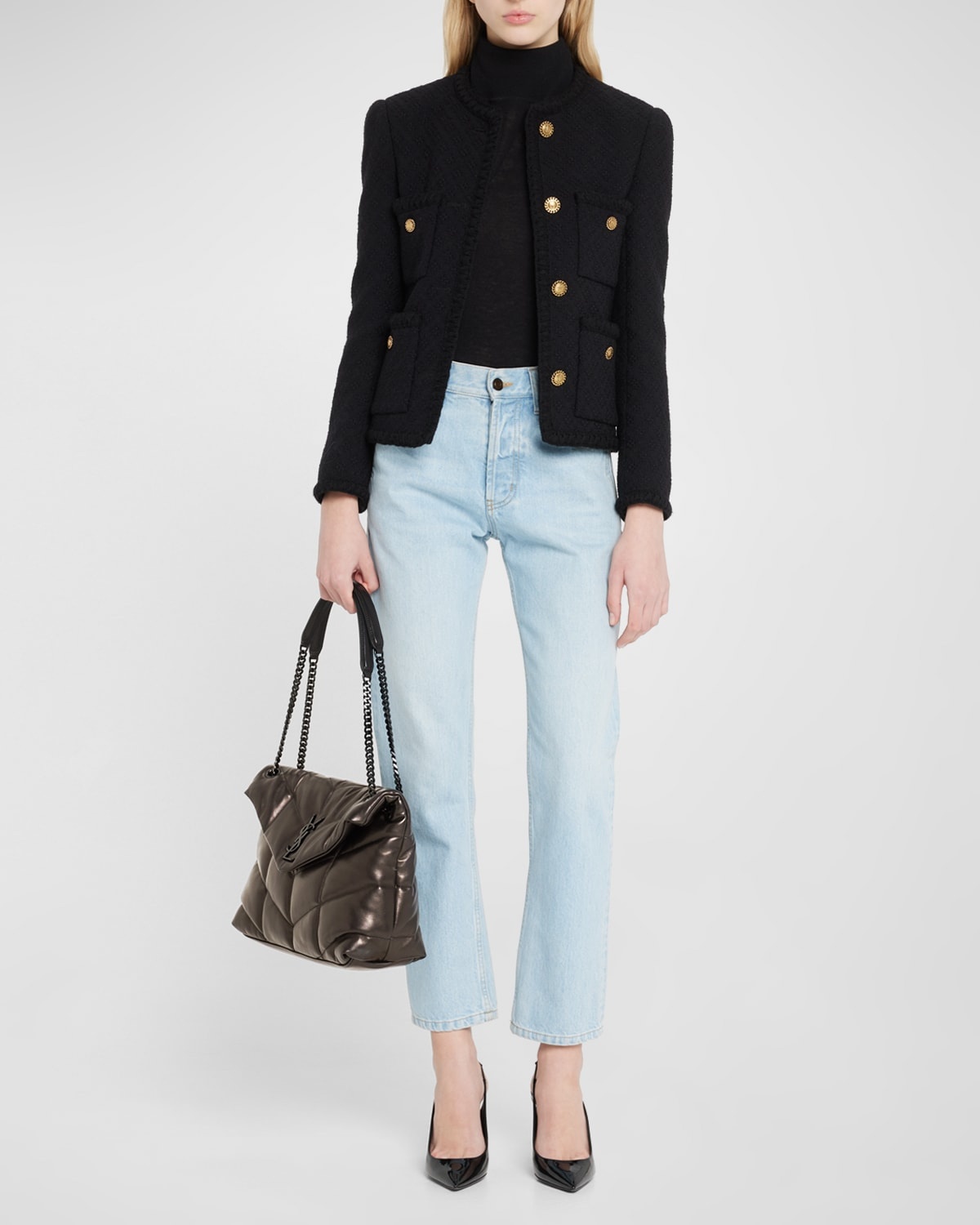 Lou Puffer Medium YSL Shoulder Bag in Quilted Leather - 9