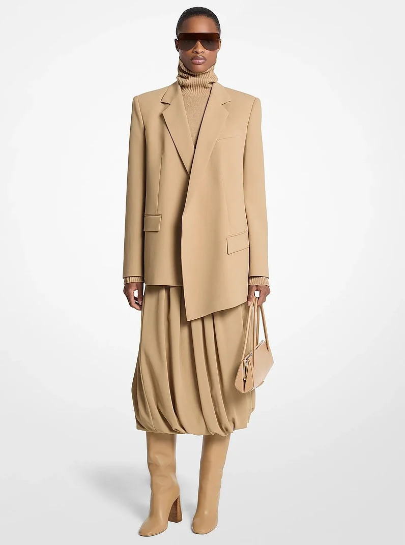 Stretch Wool Crepe Asymmetric Blazer - 1
