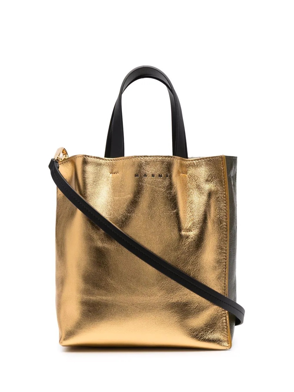 metallic leather tote bag - 1