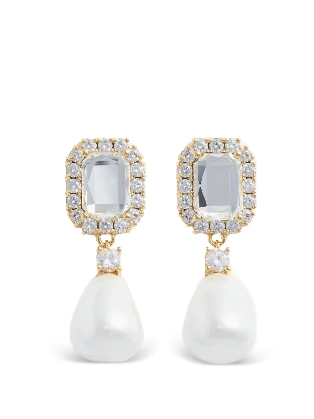 crystal pearl drop earrings - 1