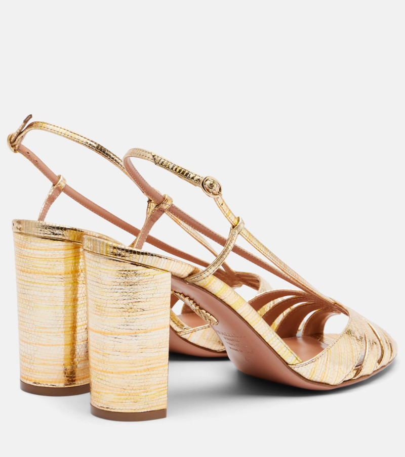 AQUAZZURA Aimée 85 metallic leather sandals outlook