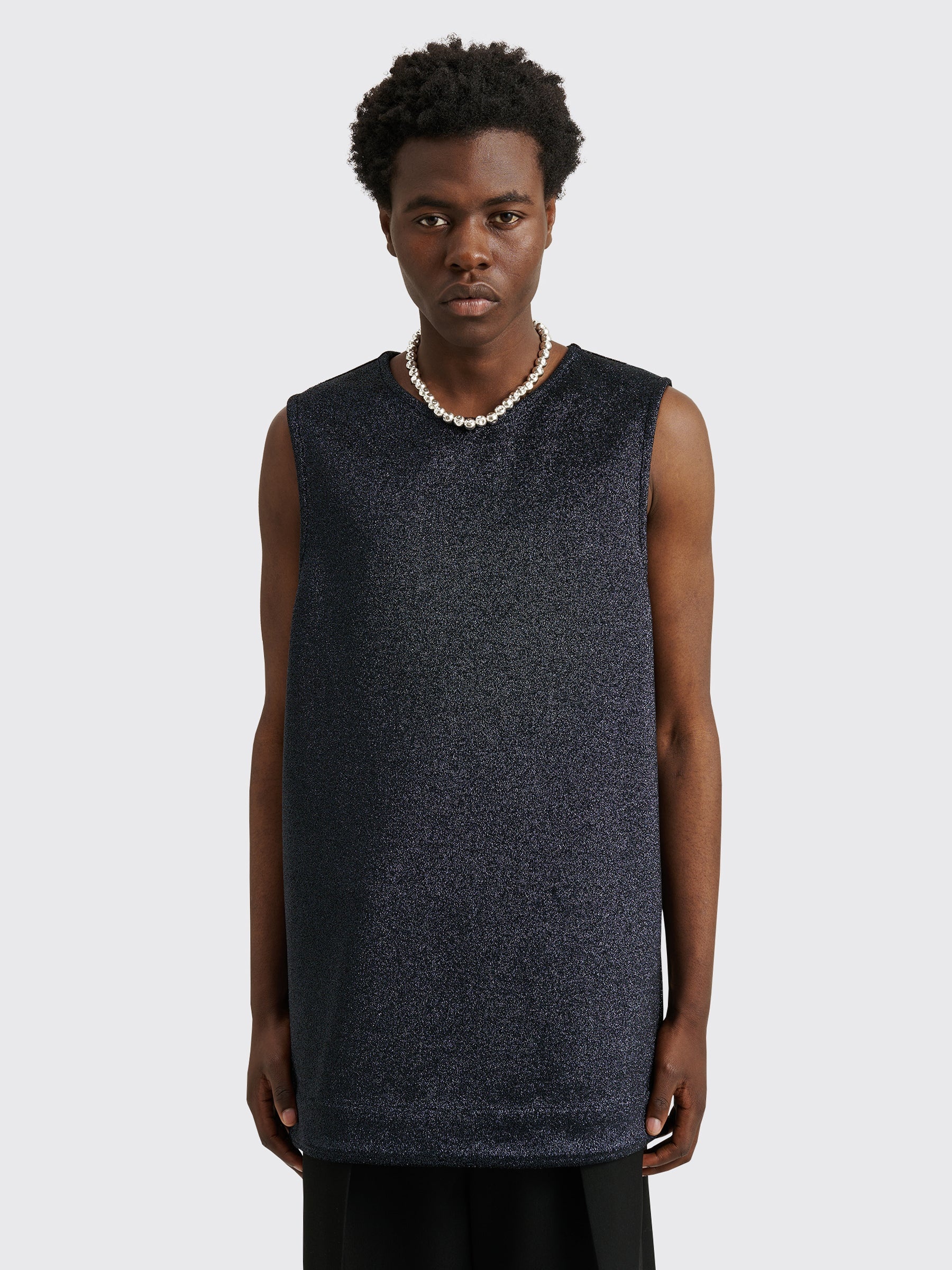 JIL SANDER METALLIC TANK TOP NIGHT BLUE - 4