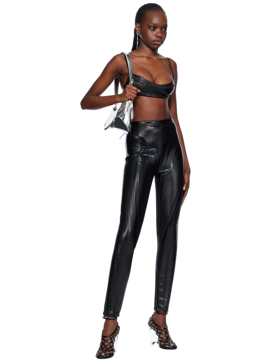 Black Embossed Leggings - 4