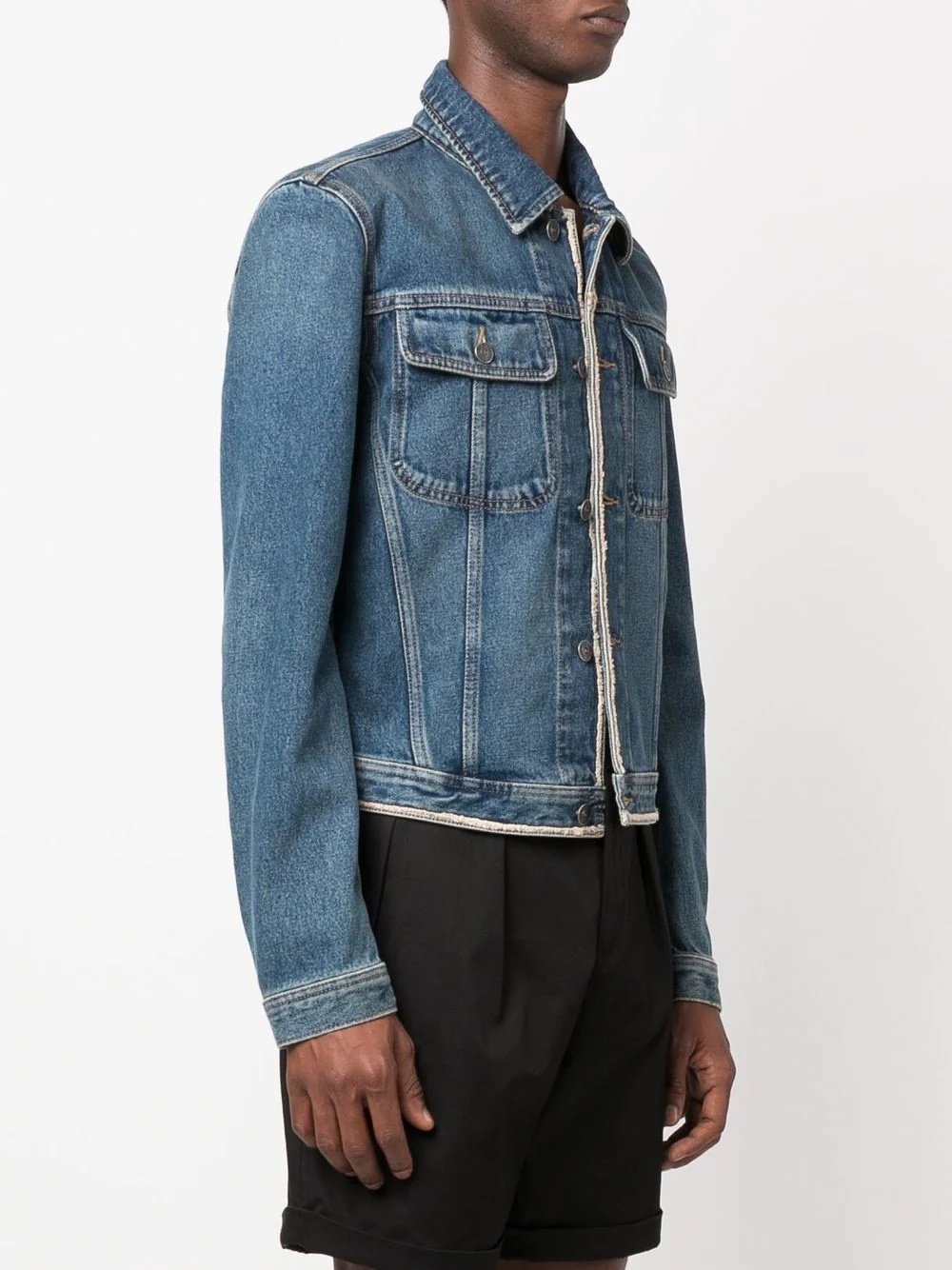 frayed-edge denim jacket - 4