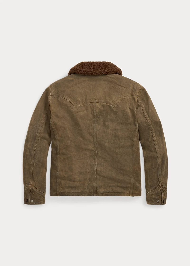 RRL by Ralph Lauren Fleece-Collar Brown Denim Jacket outlook