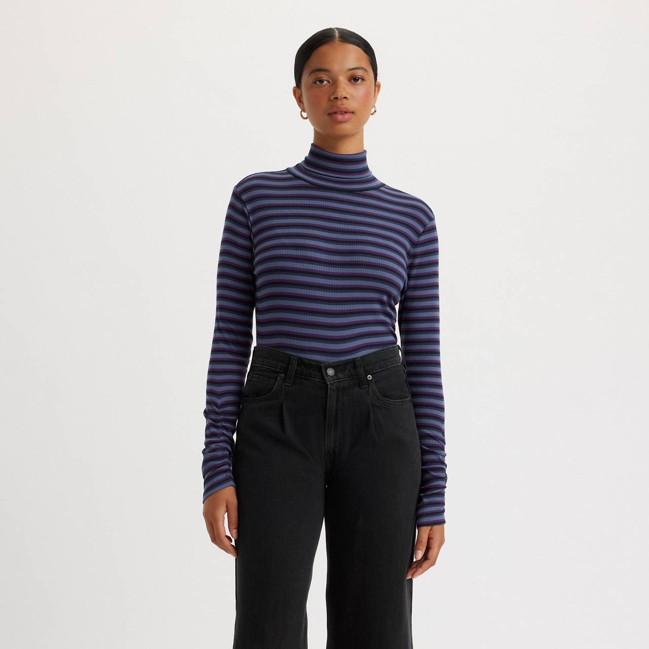 RUCHED TURTLENECK TOP - 1