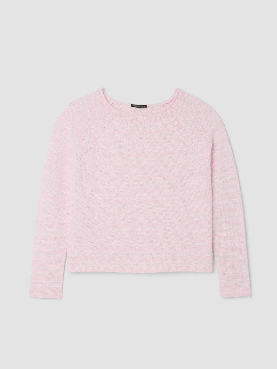 Organic Linen Cotton Slub Bateau Neck Top - 1