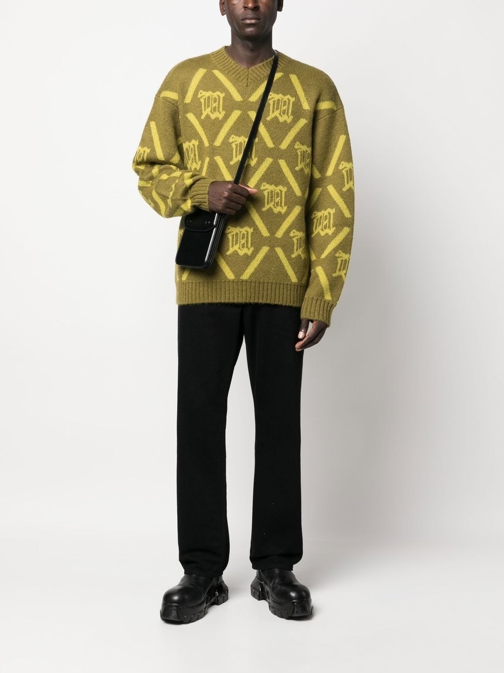 logo print merino-mohair blend jumper - 2