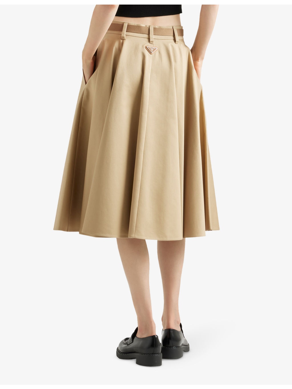 Chino flared cotton midi skirt - 4