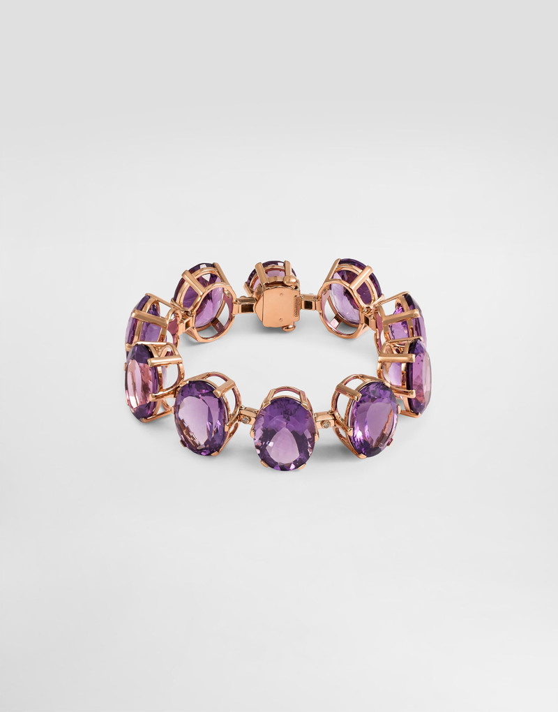 Anna bracelet in 18kt red gold with amethysts and diamonds 1
