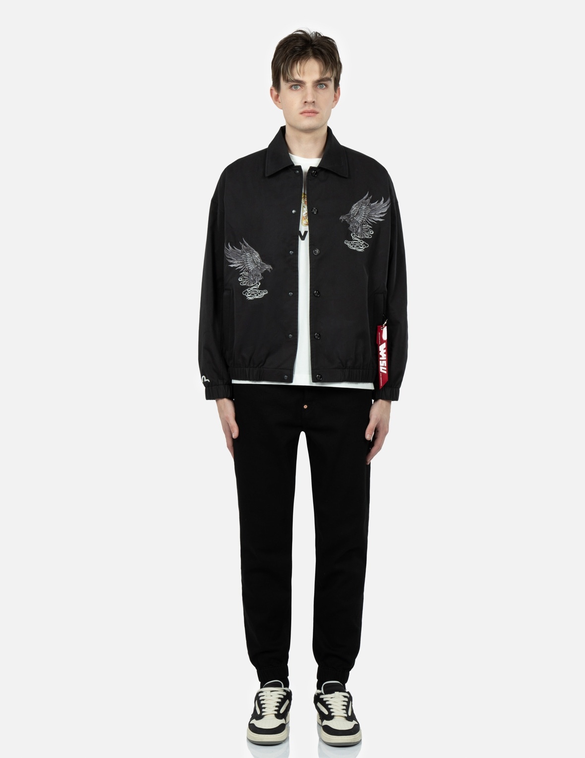 EAGLE AND LOGO EMBROIDERY SHIRT JACKET - 5