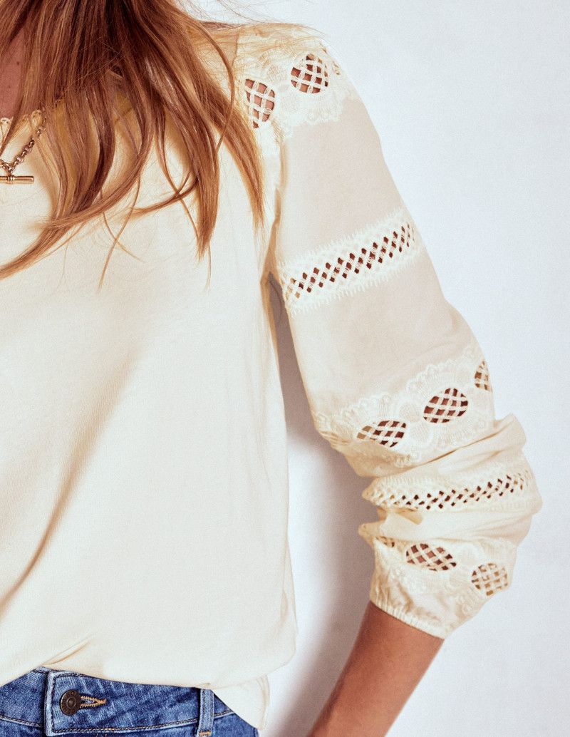 Millie Lace Mix Top-Ivory 3