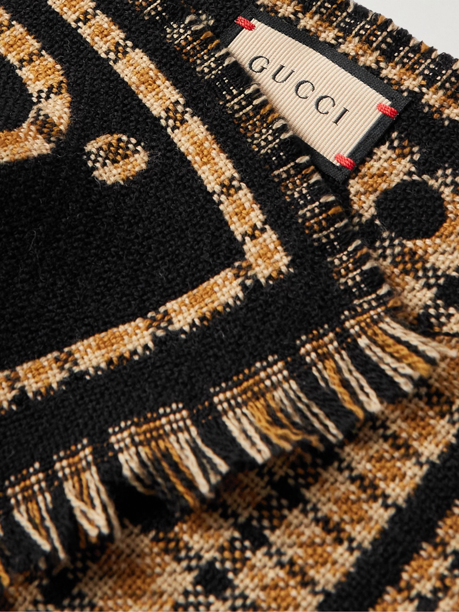 Logo-Intarsia Wool Scarf Black - 3