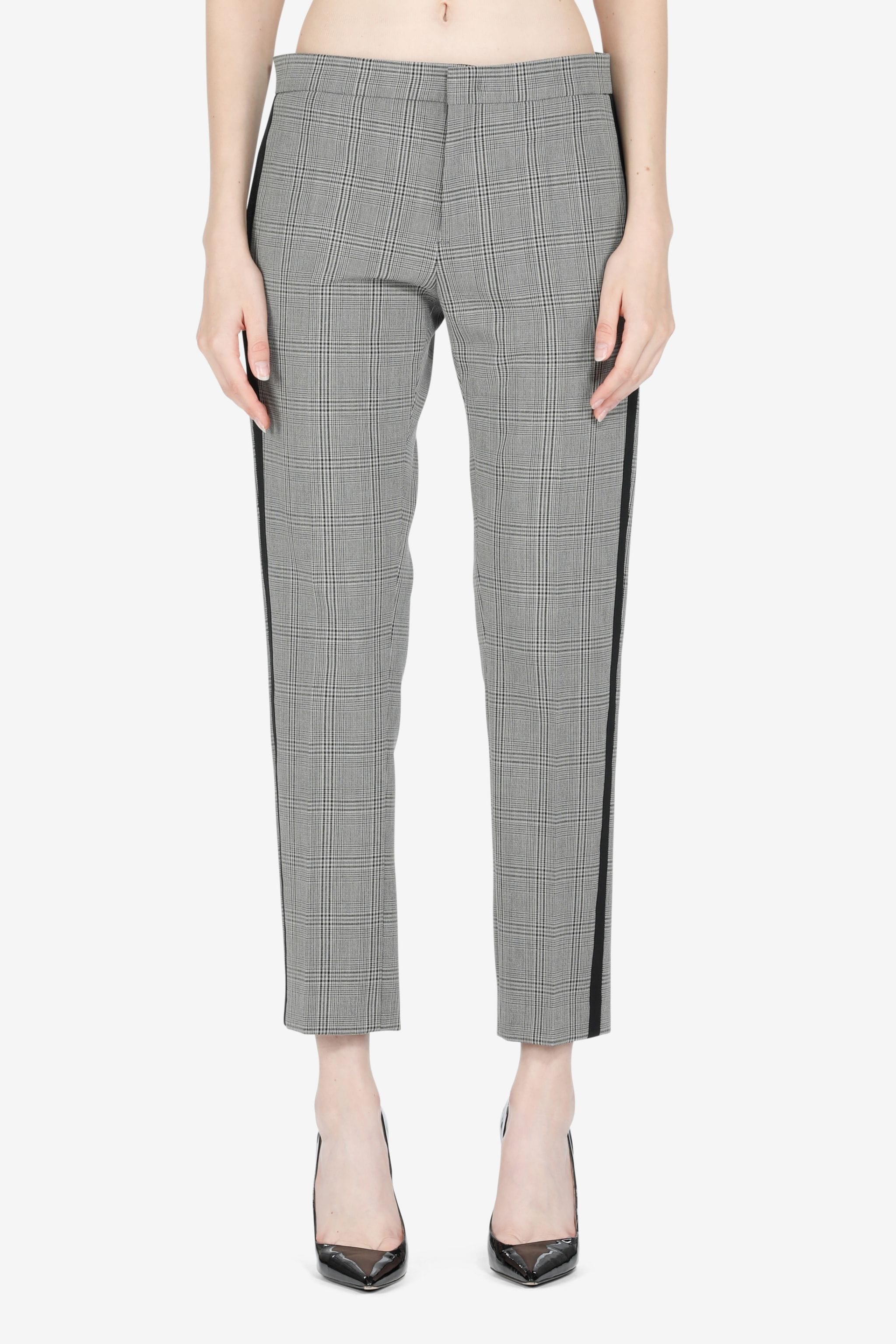 CHECKED STRAIGHT-LEG TROUSERS - 1