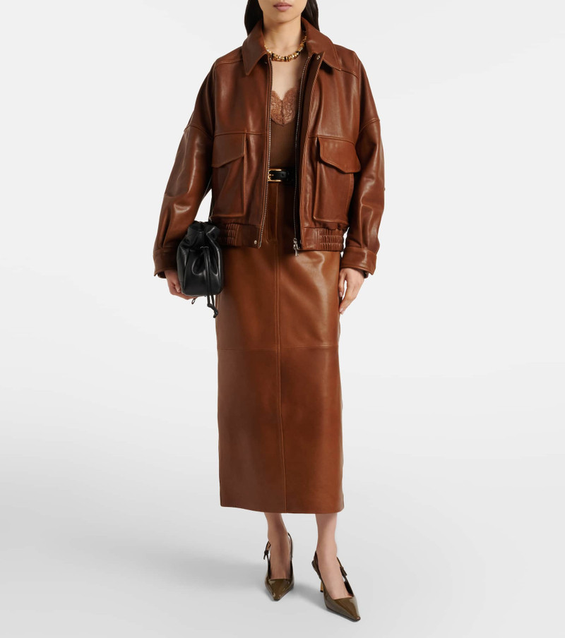 NOUR HAMMOUR Ghalia leather pencil skirt outlook