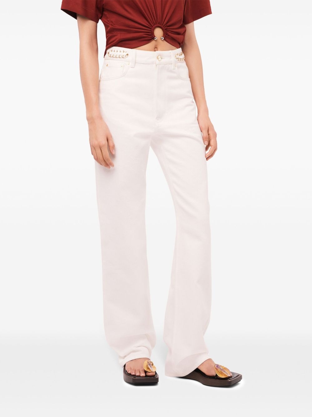 paillette-embellished flared jeans - 4