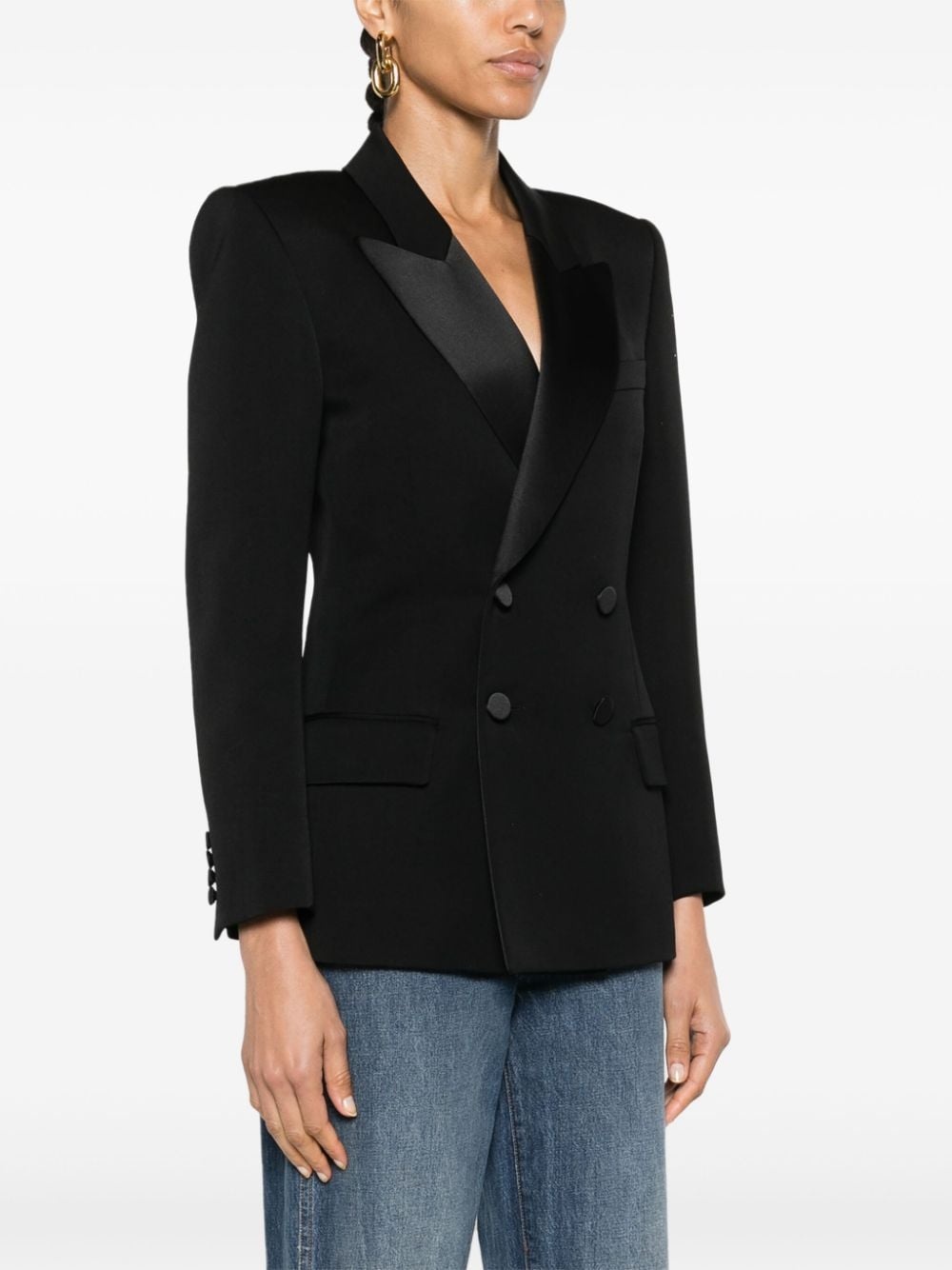 peak-lapels double-breasted blazer - 3