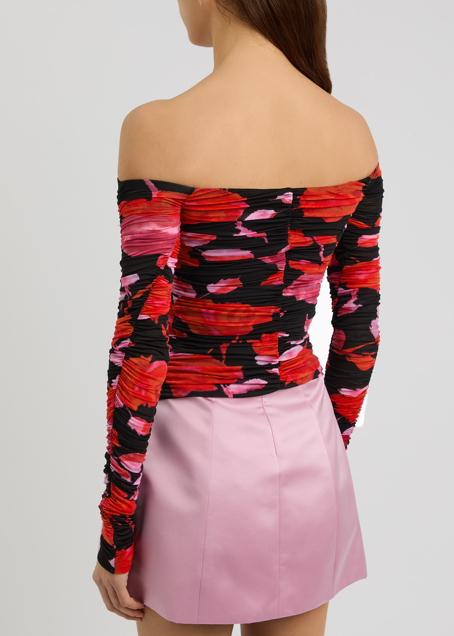 Blumarine Printed Off-the-shoulder Stretch-jersey top - 3