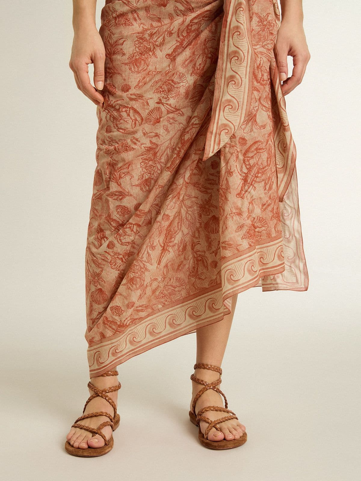 Penelope flat sandals in brown leather with suede sole - 3