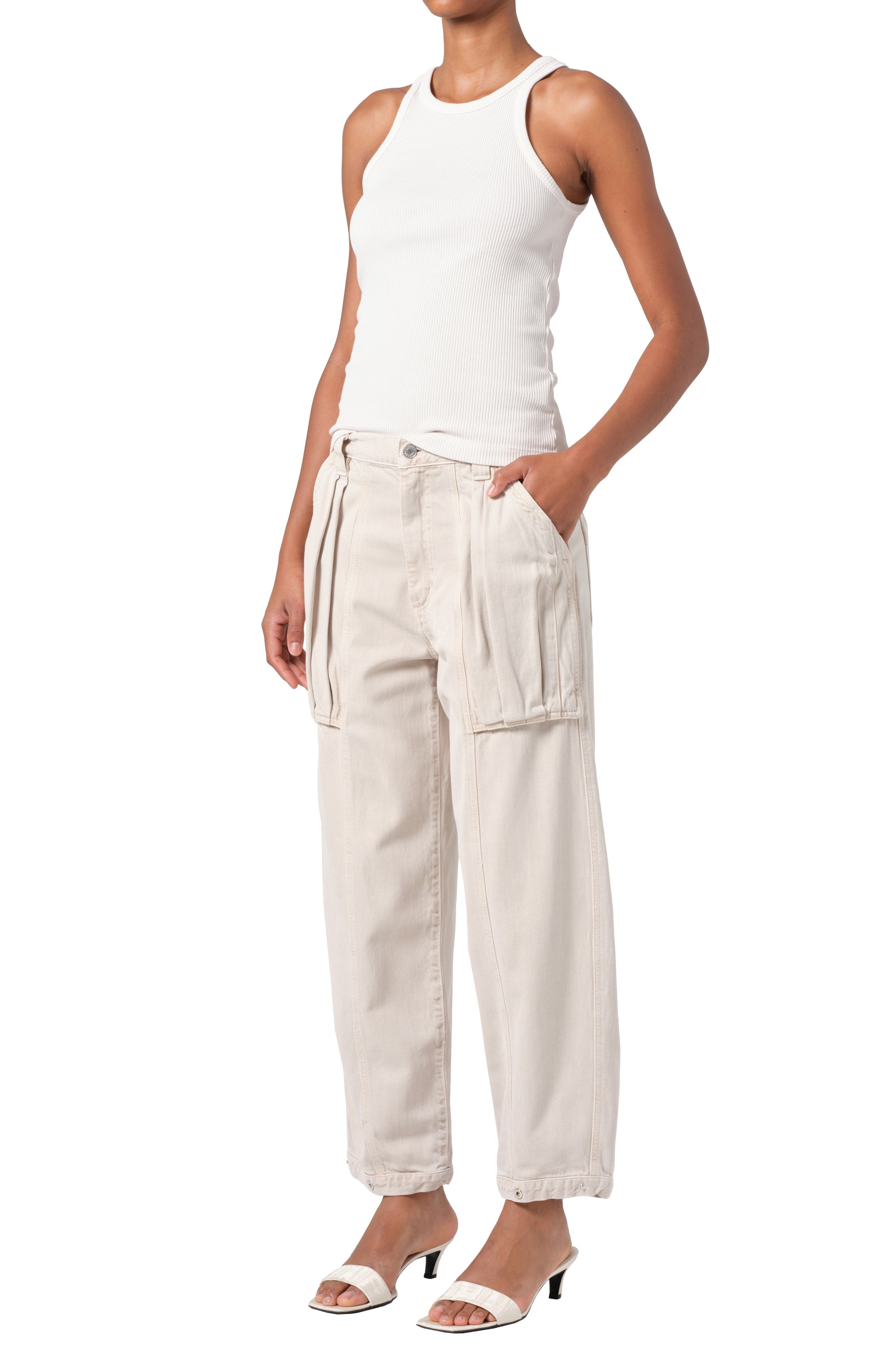AGOLDE Rayne Rib Tank in Powder at Nordstrom - 5