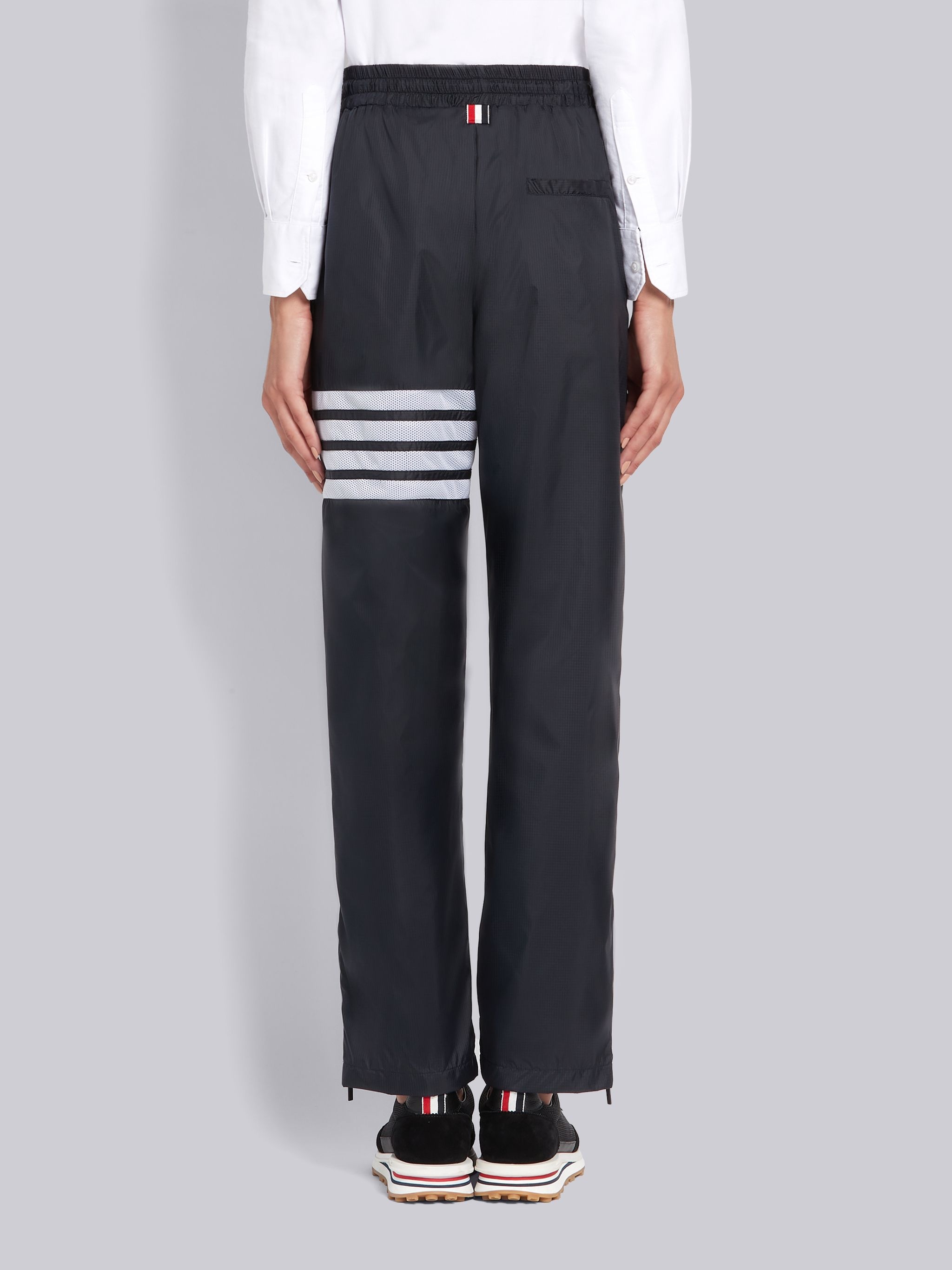 Navy Sheer Ripstop Straight Leg 4-Bar Track Pants - 3