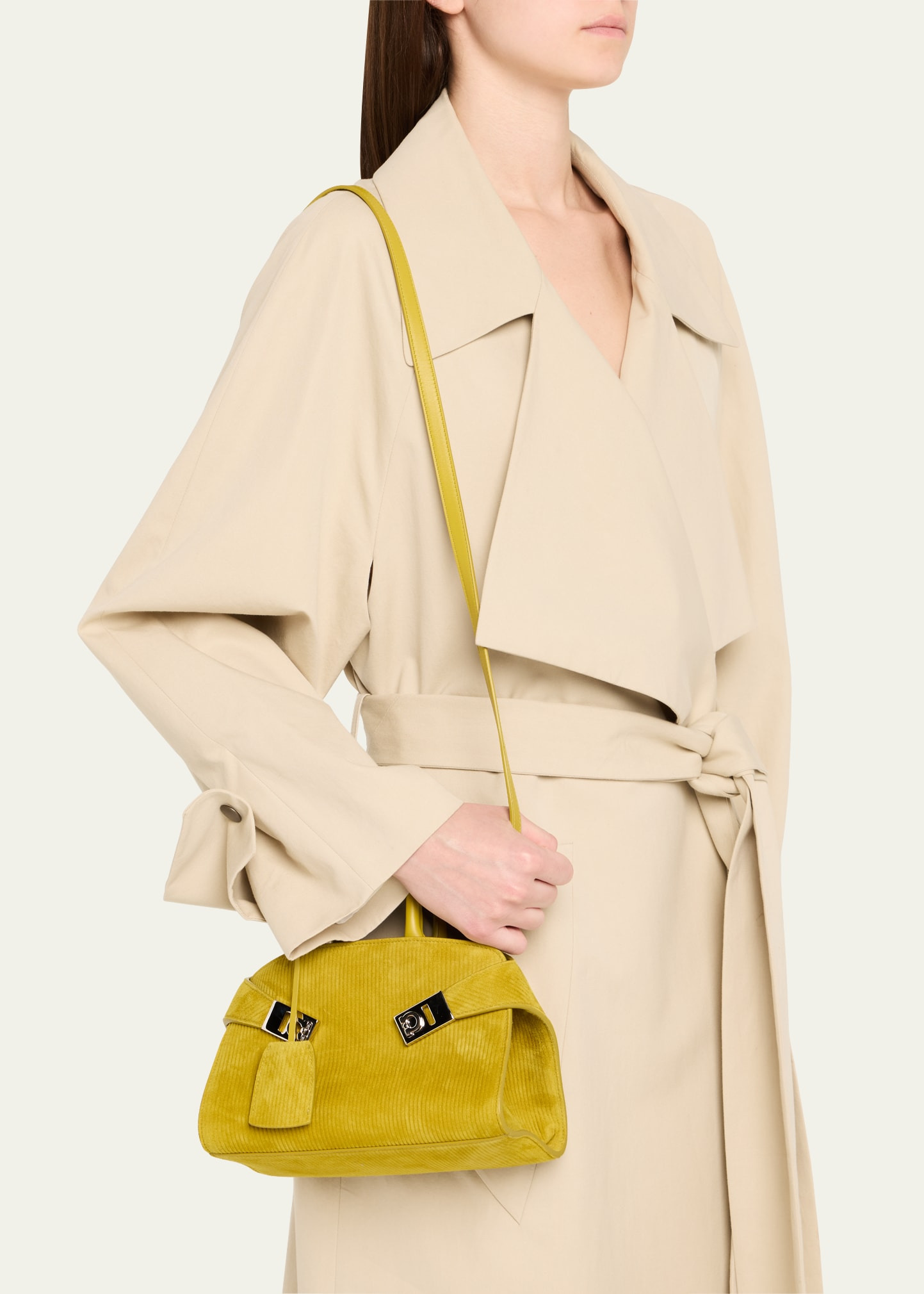 Hug Medium Suede Corduroy Top-Handle Bag - 2
